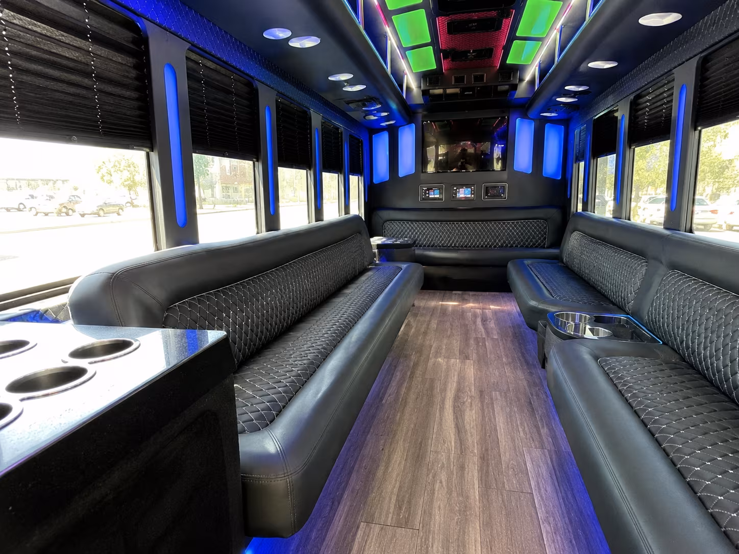 lowell 15 passenger party bus inside