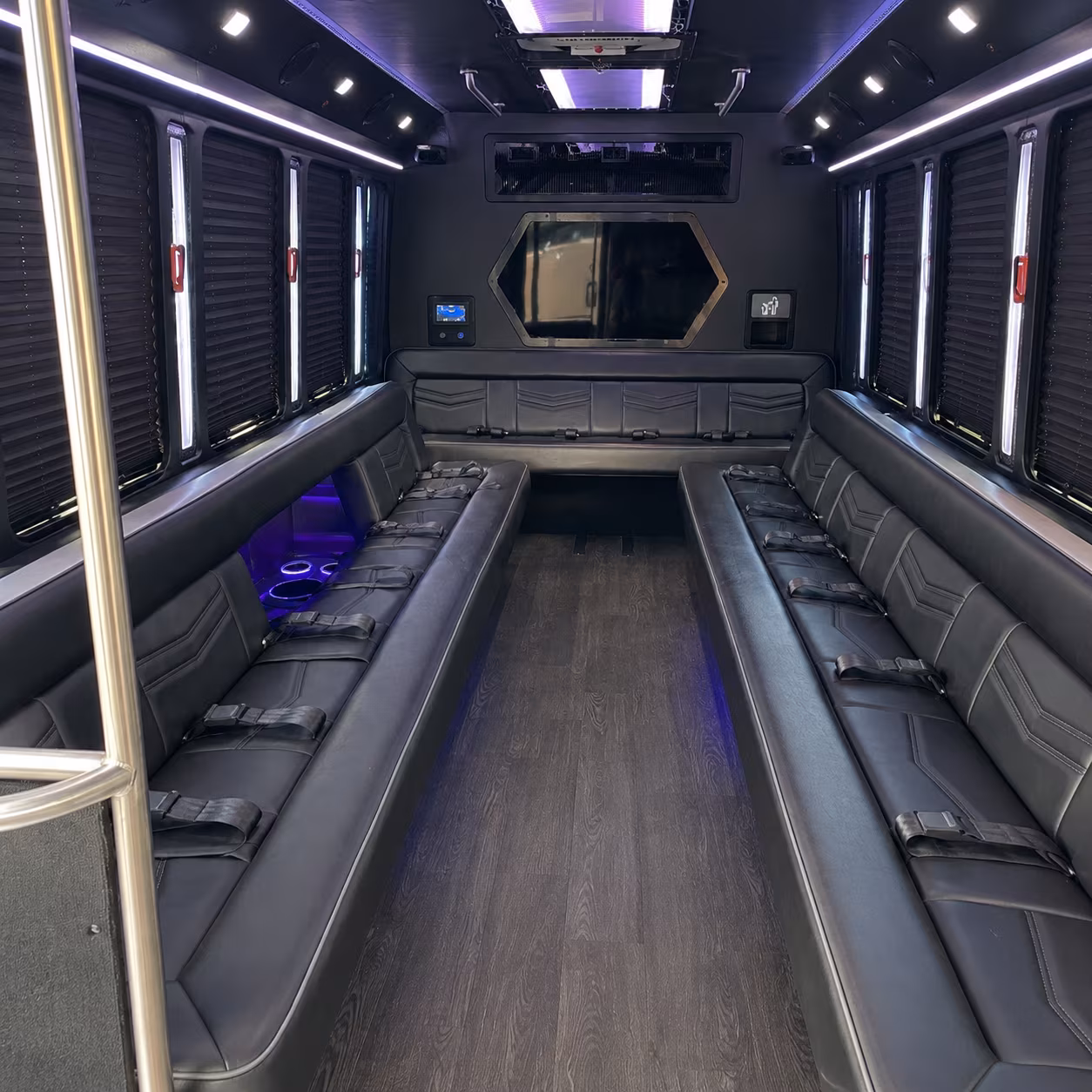 lowell 18 passenger party bus interior