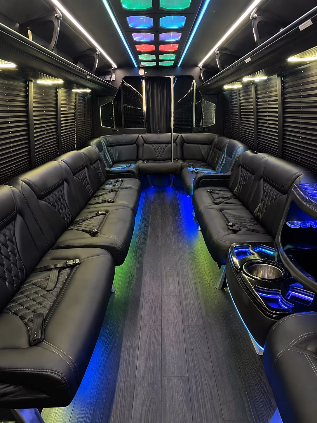 lowell 20 passenger party bus interior