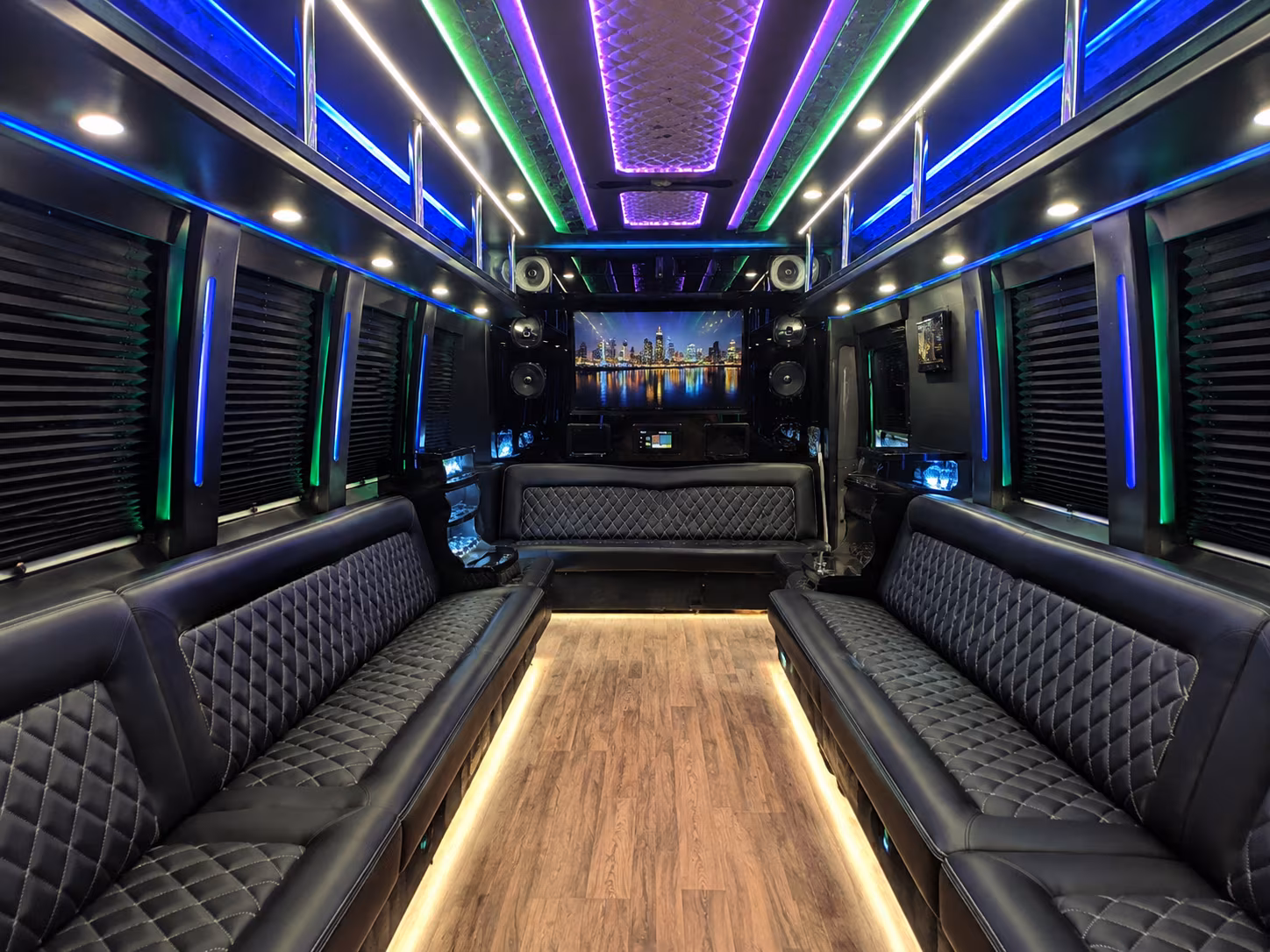 lowell 25 passenger party bus interior