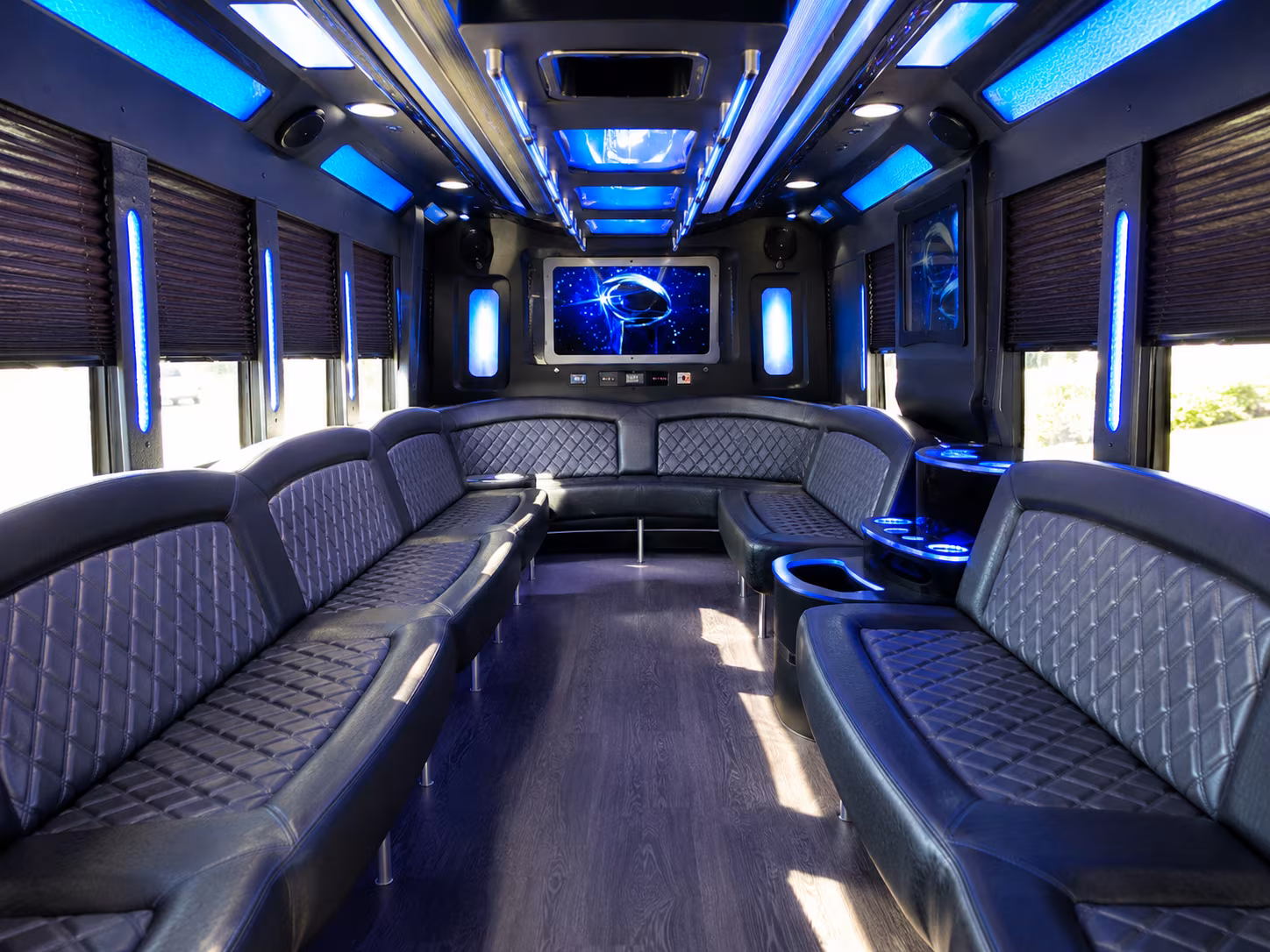 lowell 28 passenger party bus inside
