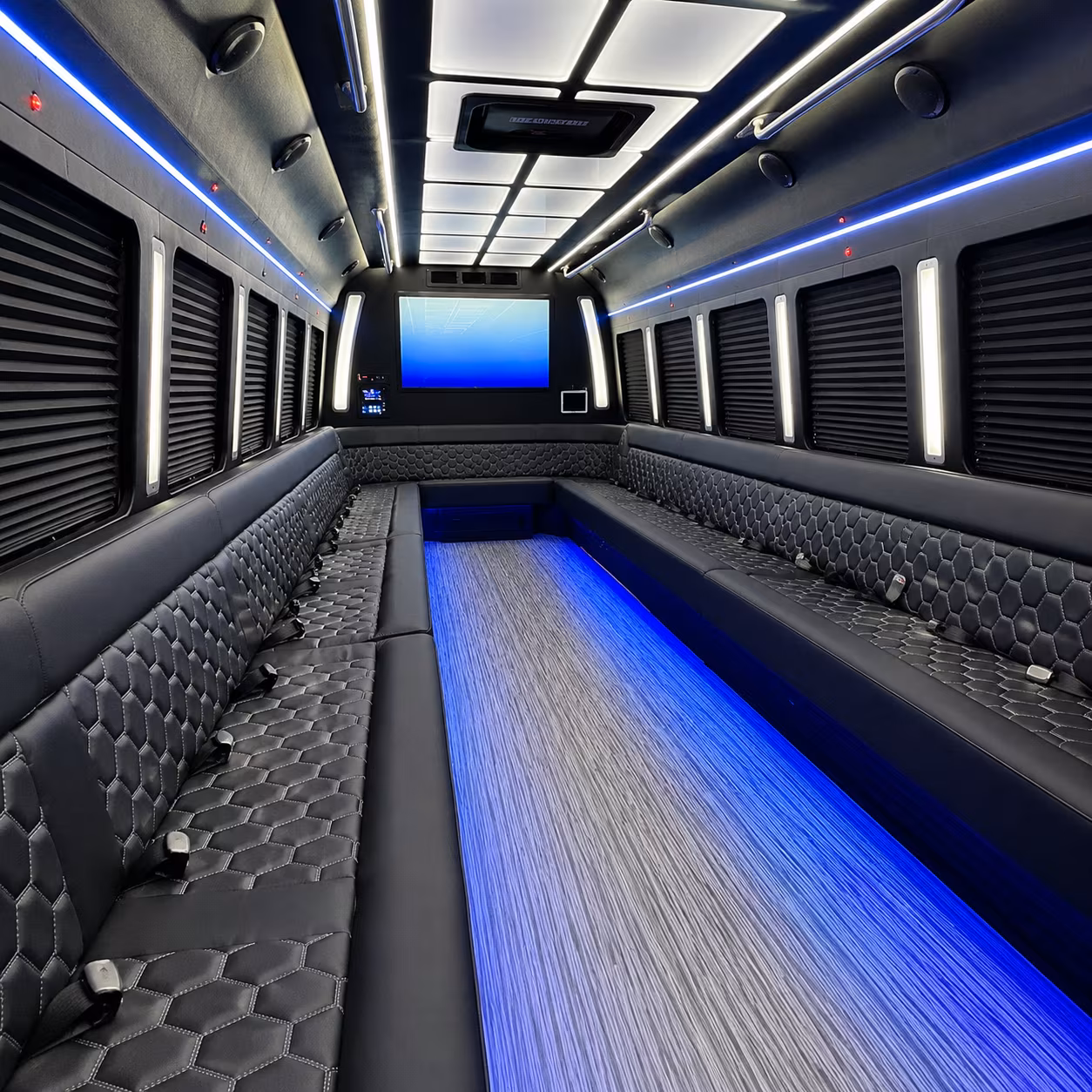 lowell 50 passenger party bus inside