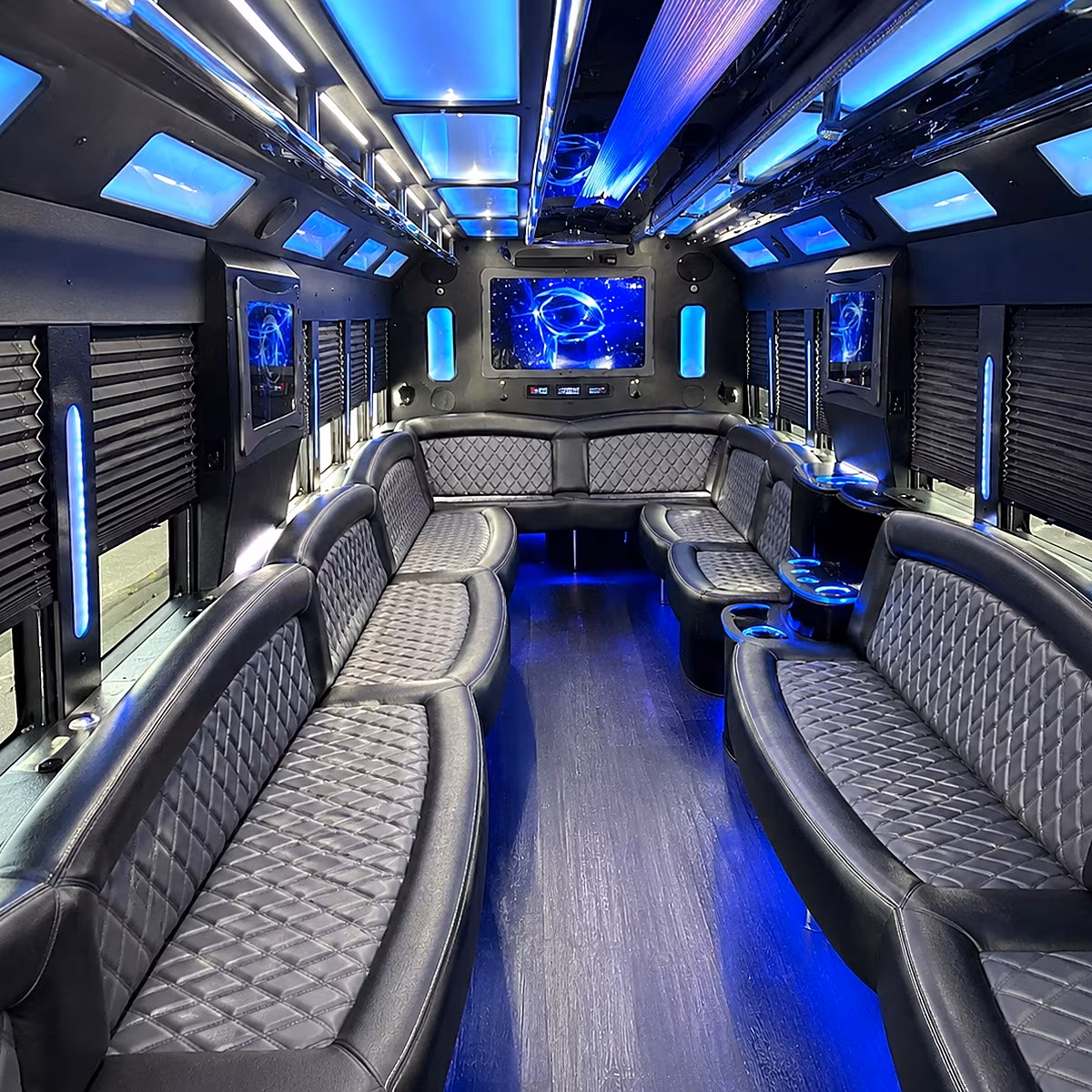 lowell 50 passenger party bus interior